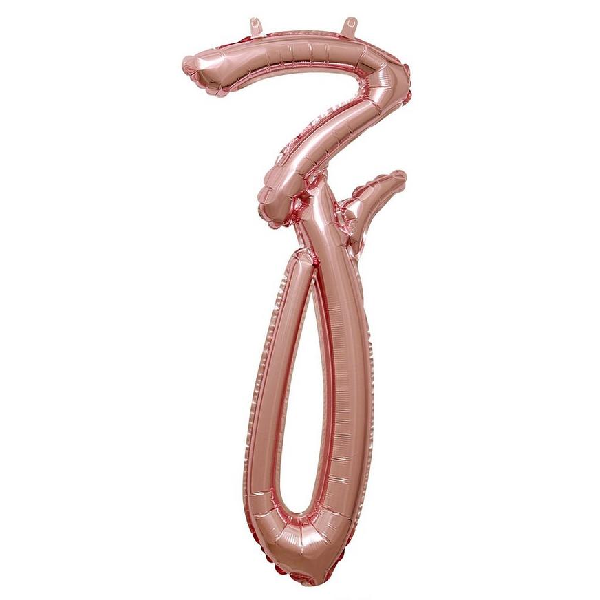 Air-Filled Rose Gold Lowercase Cursive Letter (z) Foil Balloon, 10in x 22in